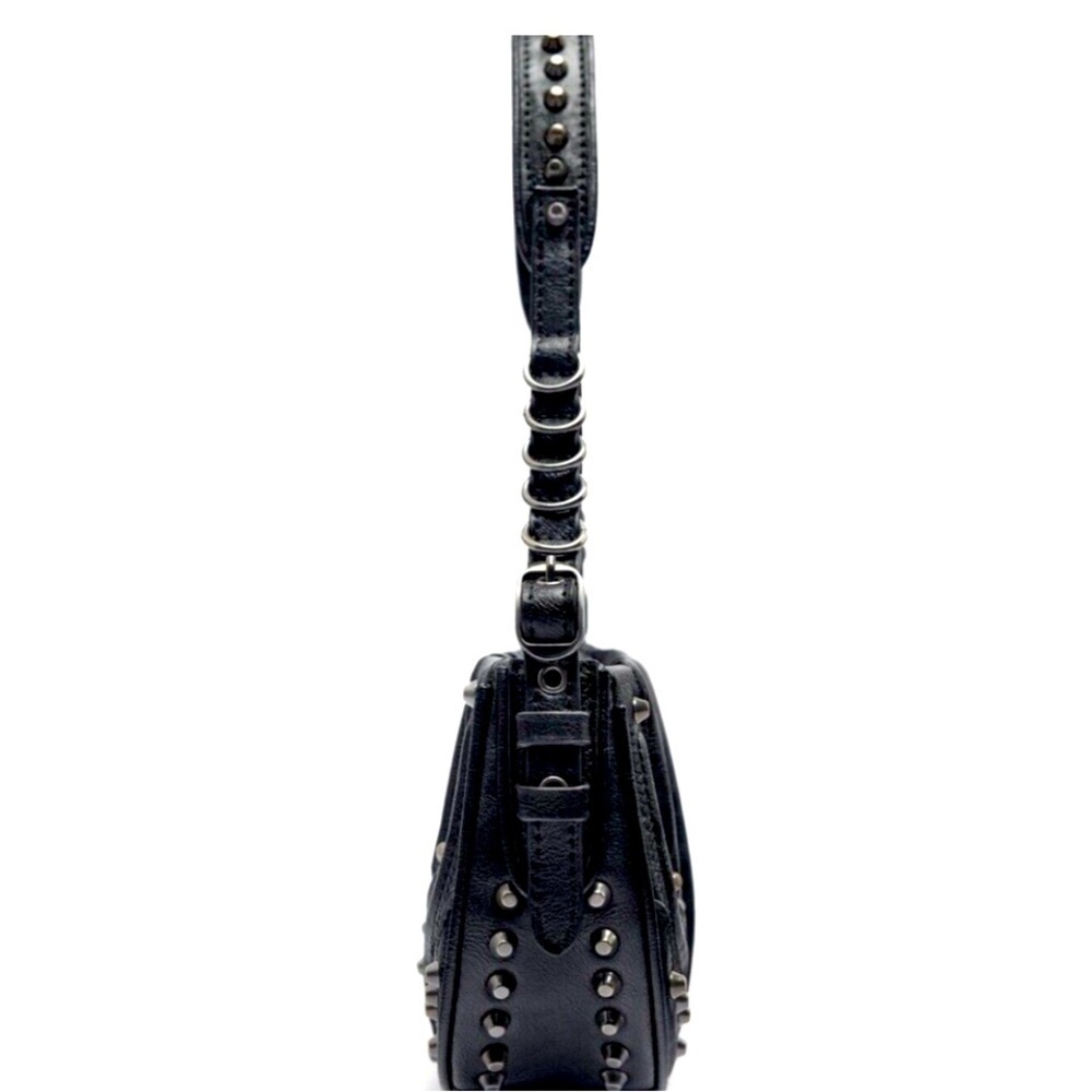 ‼️SOLD‼️ZARA BLACK POLYURETHANE STUDDED SHOULDER BAG. - Picture 5 of 9